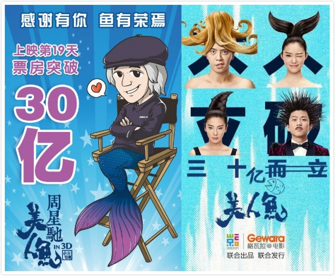 再创纪录!《美人鱼》上映19天 成首部票房破30亿电影